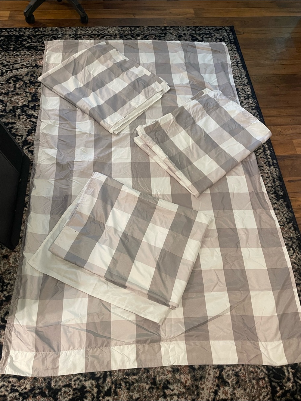 Buffalo Check Curtains in Gray and White - 4 Panels